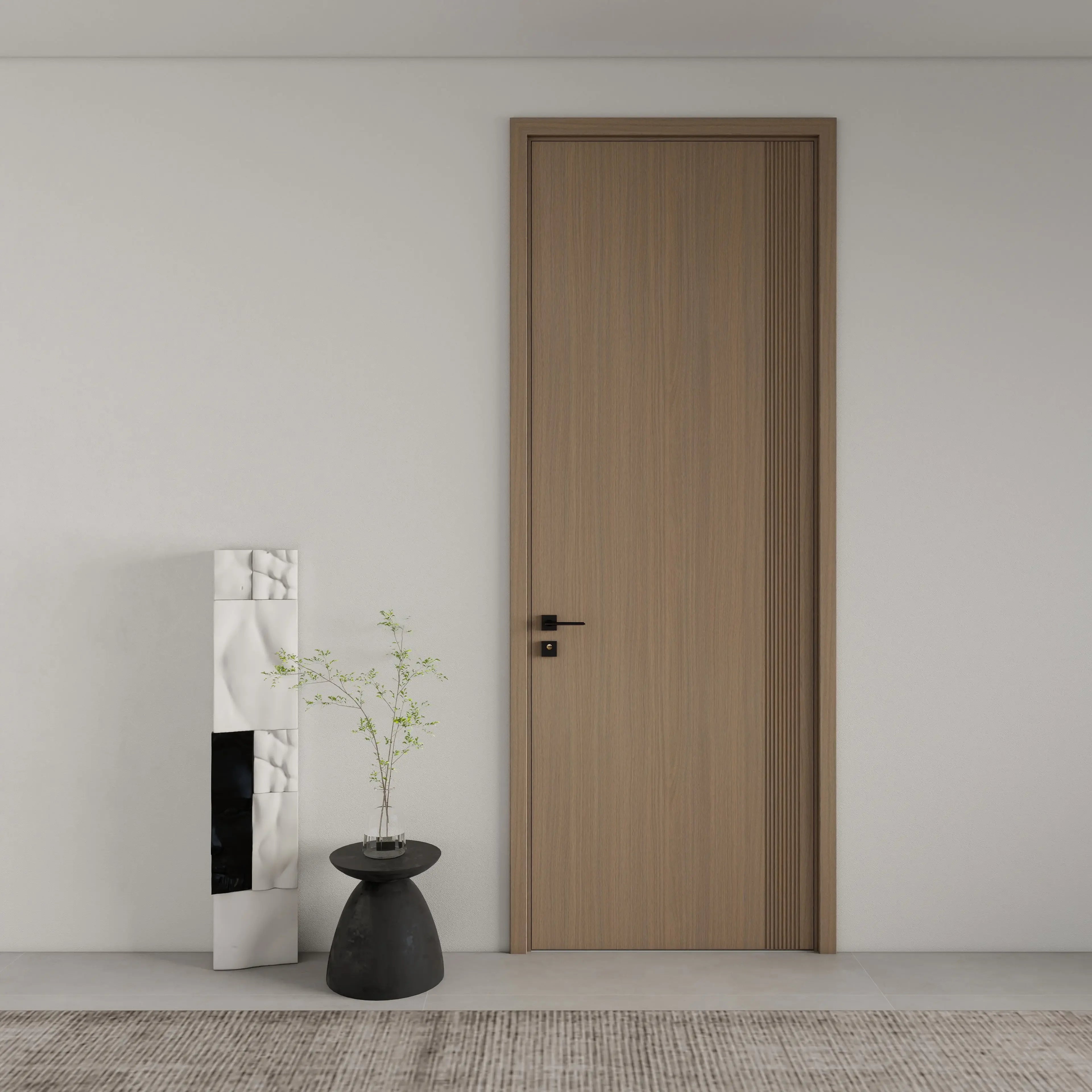 Manufacturer Customized  Natural Solid Wooden Door High Quality Modern Soundproof Villa Hotel Interior Door Bedroom Door