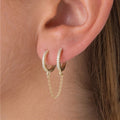 CAOSHI Chain Tassel Golden/White Rose Gold Crystal Simple Bohemia Earring for Lady Girls Two Ear Hole Piercing Hoop Earrings