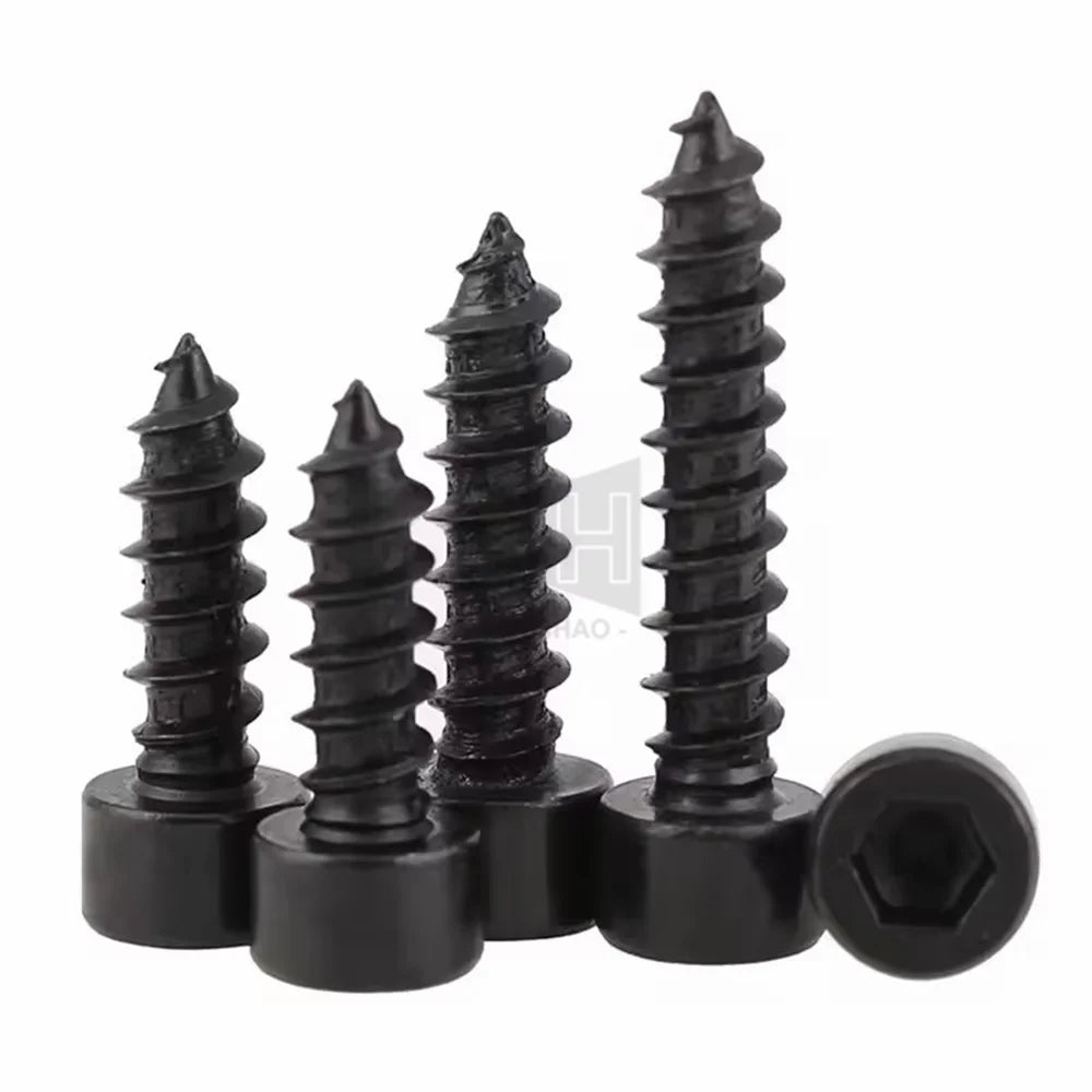 Custom M2 M2.6 M3 M3.5 M4 Carbon Steel With Black Hexagon Socket Head Self Tapping Screw Model Screws Oxide Fasteners
