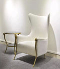 Luxury Single Copper Chrome Gold Rams Head High Back Accent Chair Fancy Leather Velvet for Home Hotel Use for Living Room