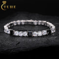 Gra Certificates Stock 6mm S925 White Gold Plated Hip Hop Jewelry D Color Black Moissanite Diamond Tennis Chain Bracelet Men