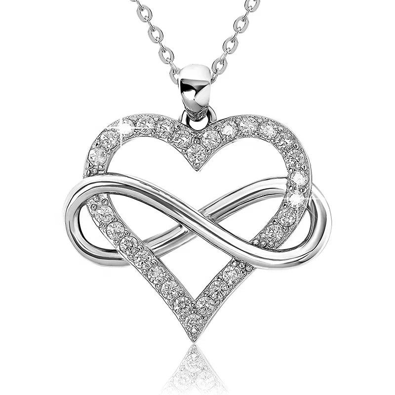 GP66 Fashion Jewelry Pave Zircon Infinity Love Heart Pendant for Women Jewelry 925 Sterling Silver Wedding Valentine's Gift