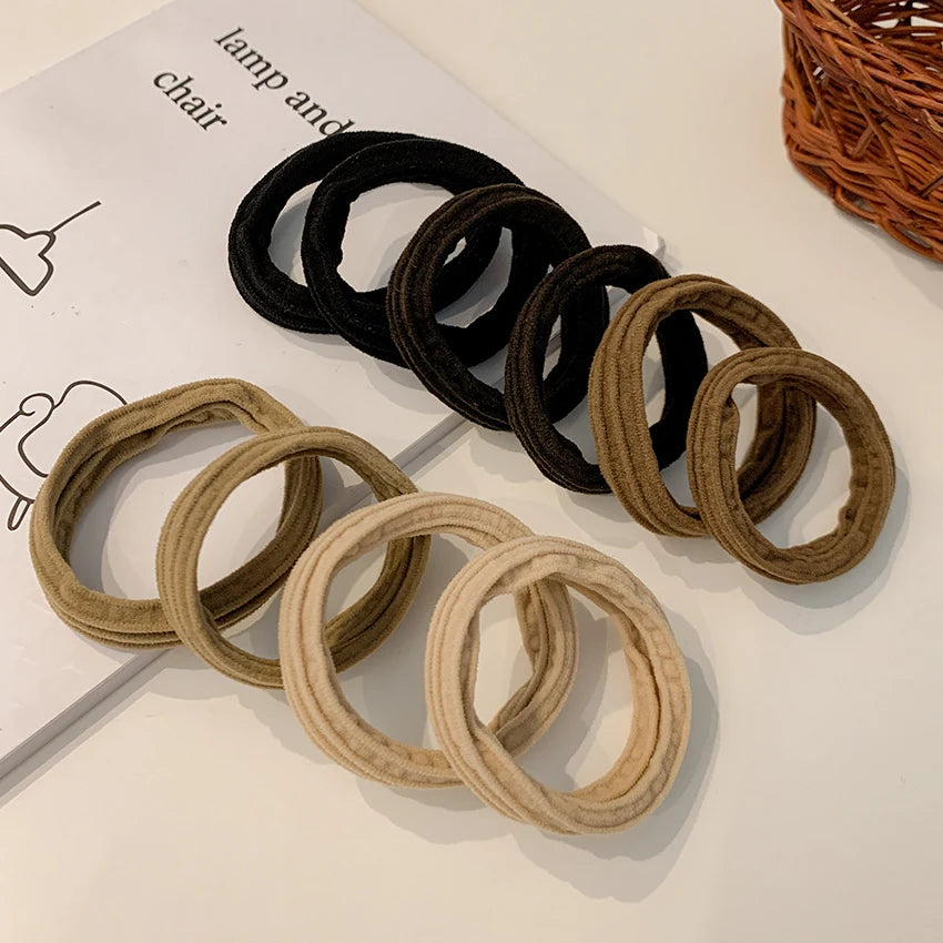 10 Pcs/set Hot Sell Simple Design Strong Elastic Hair Rubber Band Ponytail Holder Combine Plain Color for Women Girls
