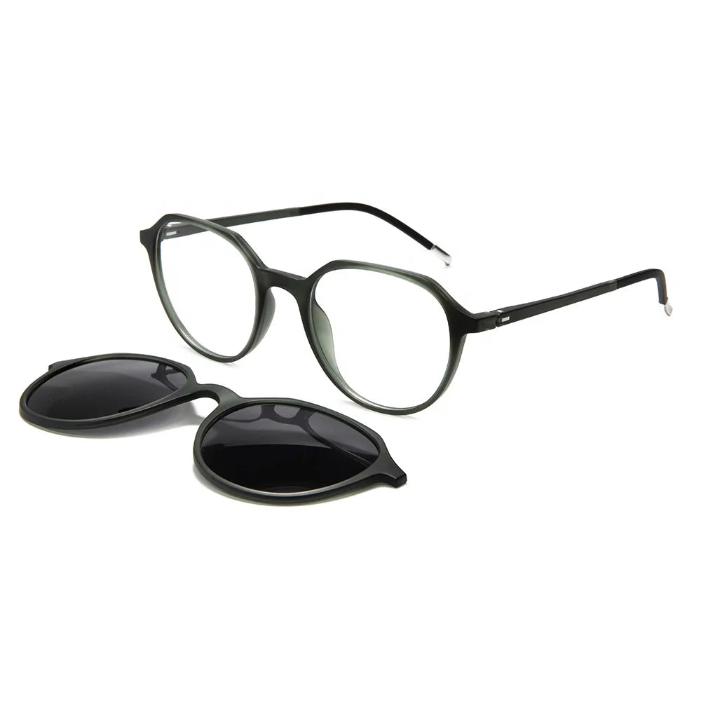 Designer TR90 Geometric Frame Glasses Oval Magnetic Clip on Sunglasses Polarized Men Women Optical Eyewear Oculos De Grau