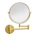 Modern Brushed Gold Stainless Steel Wall-Mounted Dual Arm Extend Folding Makeup Mirror Glass Lenses Hotel Bathroom Vanity 2-Year
