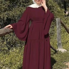 2024 Turkey Women Solid Color Long Dress Muslim Modest Evening Party Abaya Long Dress