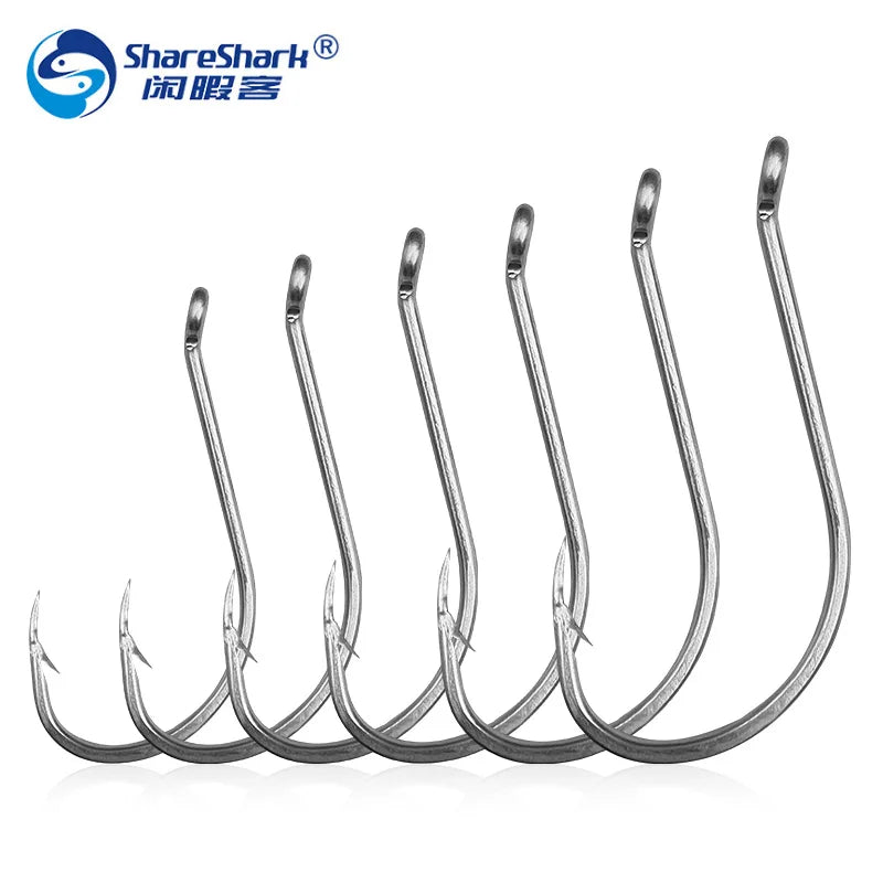 92554 Stainless Steel Sea Fishing Hooks Fishing Live Bait Hooks Barbed Offset Circle Octopus Hooks for Saltwater Freshwater
