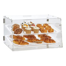 Acrylic 2-Tier Clear Transparent 3mm Thickness Commercial Countertop Pastry Bakery Display Case Custom Logo Customized Shape