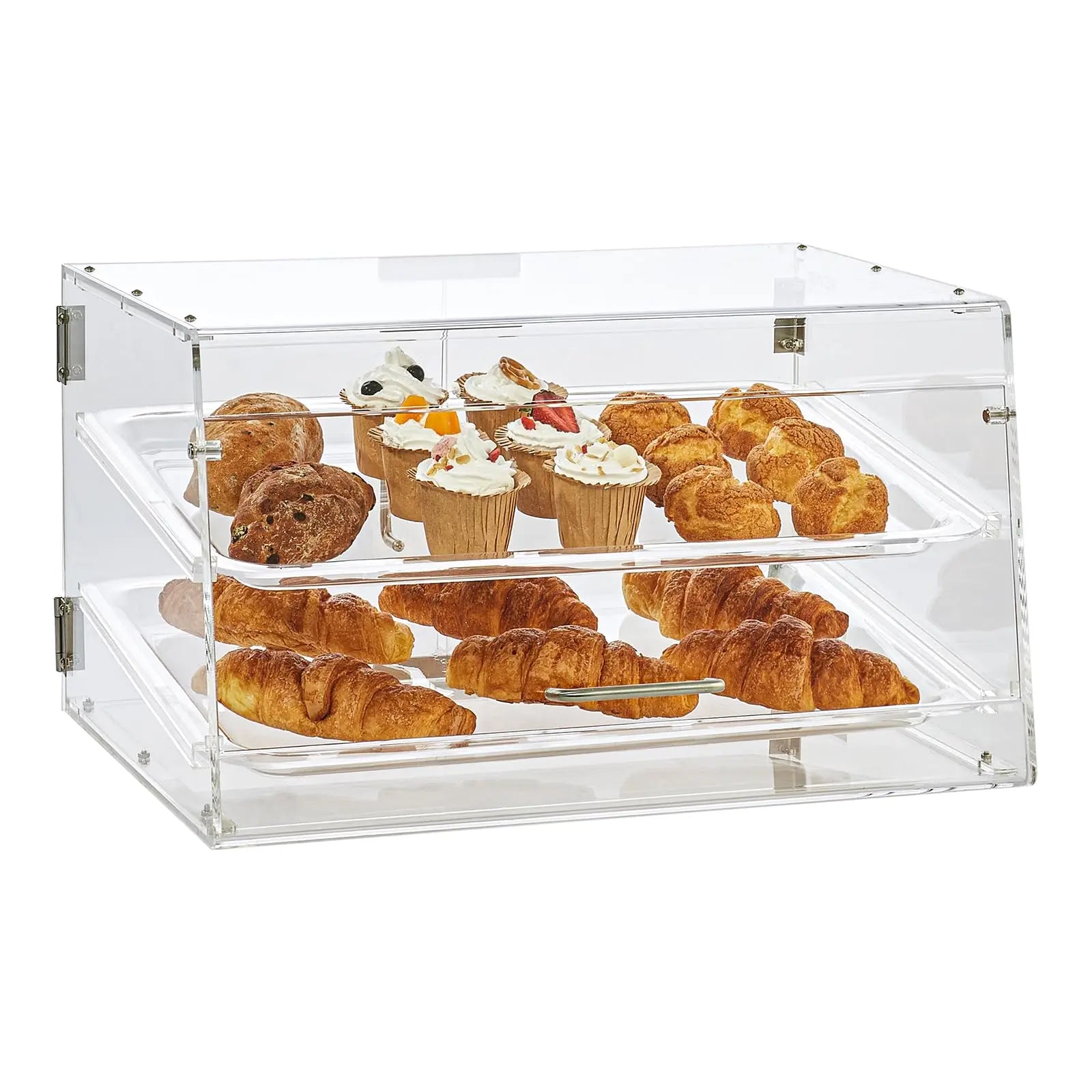 Acrylic 2-Tier Clear Transparent 3mm Thickness Commercial Countertop Pastry Bakery Display Case Custom Logo Customized Shape