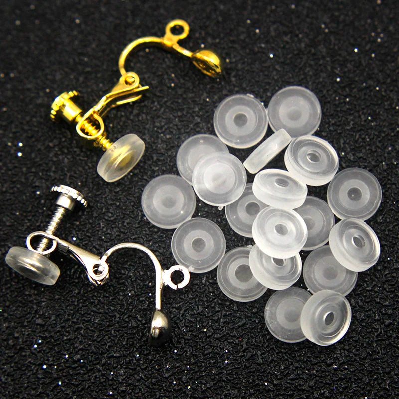 Transparent Soft Silicone Anti-Pain Pad DIY Earrings Parts White Ear Clip Pad Jewelry Findings Accessories
