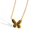Wholesale Fashion Dainty Choker Jewelry 18K Gold Plated Stainless Steel Butterfly Necklace for Women