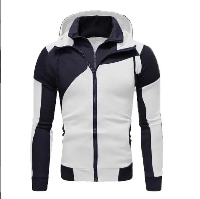 Men's Hoodies Patchwork Sweatshirt Male Fashion Hip Hop Streetwear With Hooded Zipper Hoodie