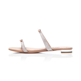 Summer New Trendy Slippers Ladies Rhinestone Slides Elegant Flat Sandals Slip on Small Bow Shoes for Women