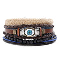 Wholesale Genuine Leather Evil Eye Bracelet Multilayer Hemp Rope Braided Sets for Men and Women Fashion Charm Bracelets