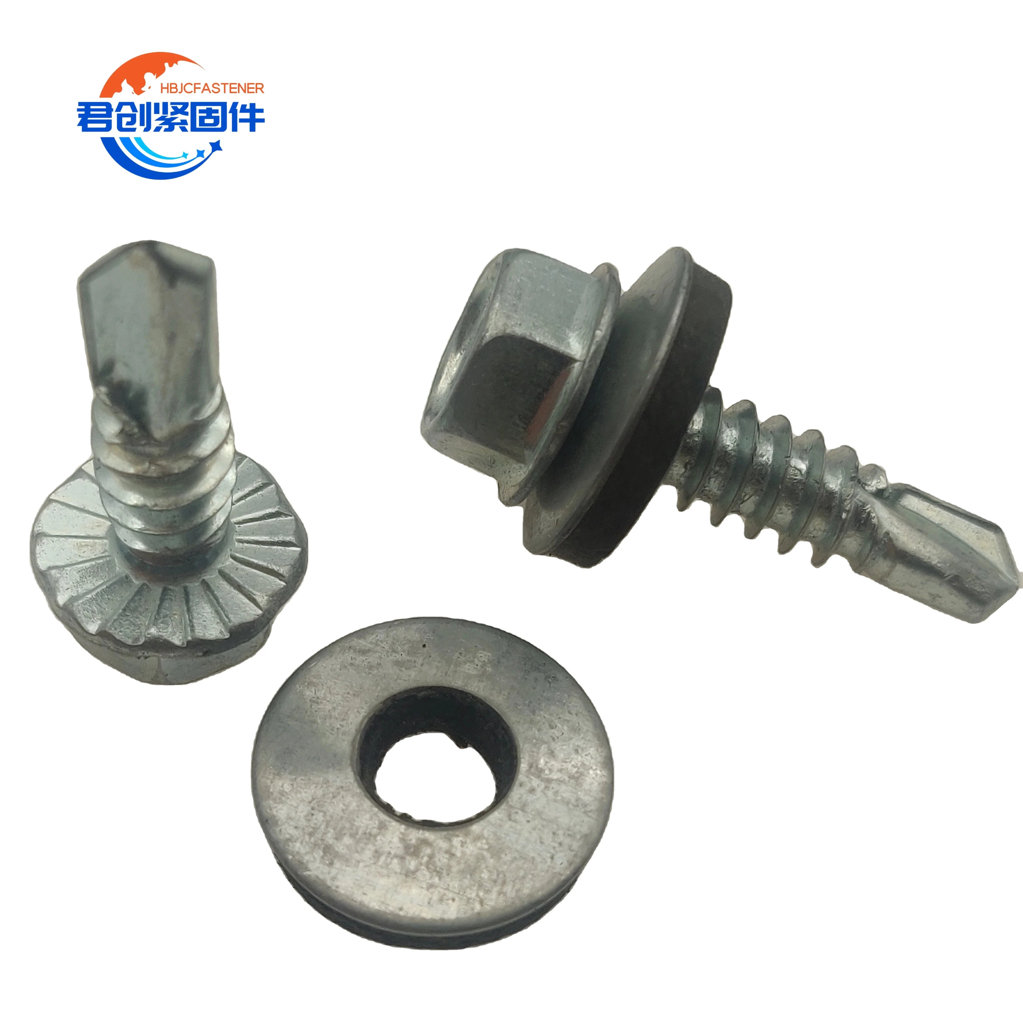 DIN7504K Cap Head Tapping Screw Steel Material EPDM Bonded Black Zinc Washer Metric System Hexagon Self Drilling Screw Factory