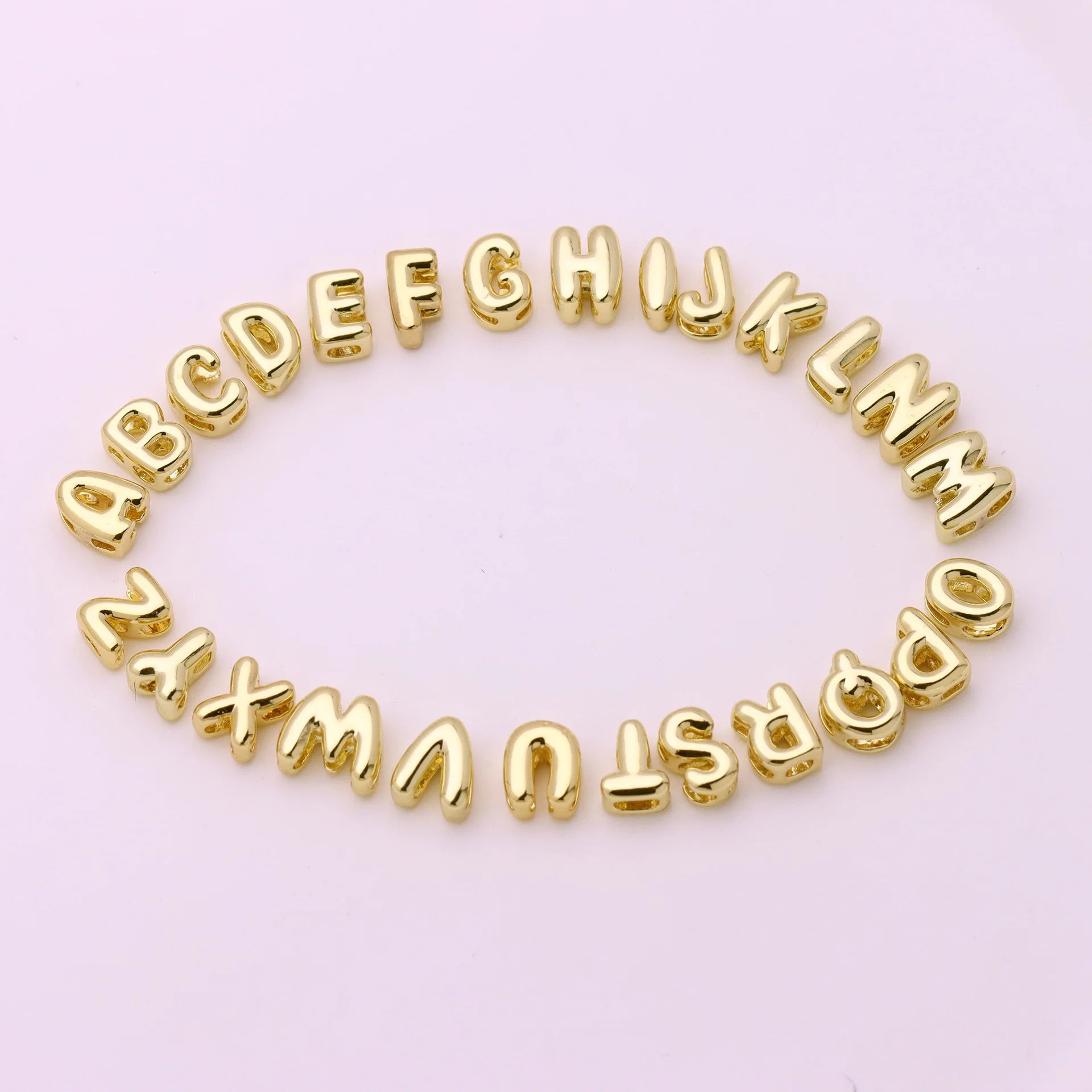 6mm Initial Gold Plated Small Cute Bubble Fat Letters Charm Pendant Necklace Balloon Letter Jewelry Accessories
