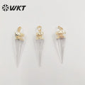 WT-P1850 Wholesale Fashion Energy Crystal Quartz Point Pendant Natural Clear Crystal Stone Jewelry Pendants Long Bullet Pendant