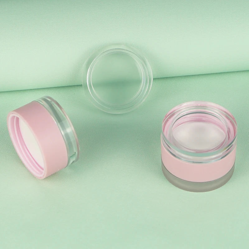 M012 Pack MOQ 2PCS Double Sides 5g Lip Scrub Jar Round Clear Frosted Cosmetic Empty Face Cream Container for Skincare