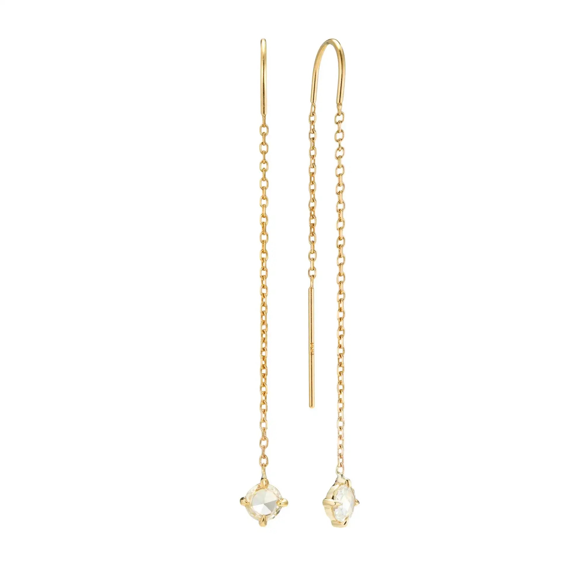 Laodun Latest Design Popular S925 Drop Earrings Simple Creative Dangle Chain CZ Diamond Sterling Silver Earrings Vermeil