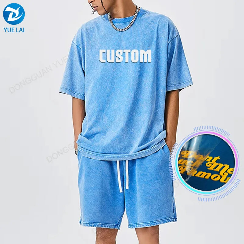 Hot Items Men's Clothing Custom 100% Cotton Washed Distressed Printed Loose Fit T-Shirt Hip Hop Streetwear Men's T-Shirts