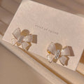 HOT SELLING Elegant White Enamel Bow Knot Earrings Women Girls Wedding White Rhinestone Bow Knot Earrings