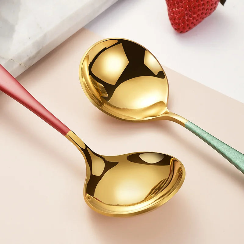 Small Ice Cream Scoop Multi Colors Stainless Steel Dessert Spoon