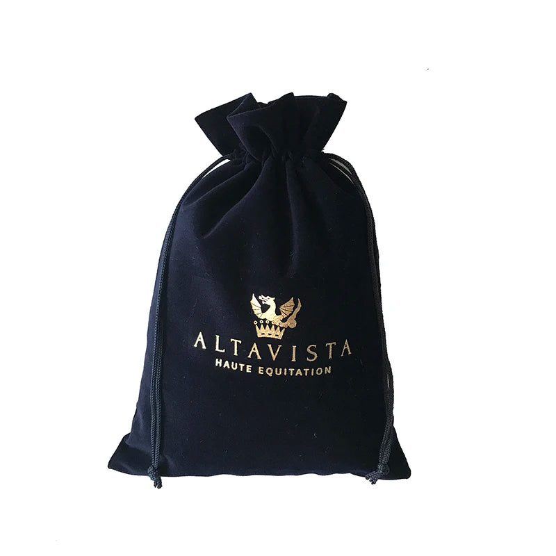 Custom Brand Logo Gold Hot Stamp Printing 17x23cm Drawstring Velvet Gift Promotion Pouches Dust Bags