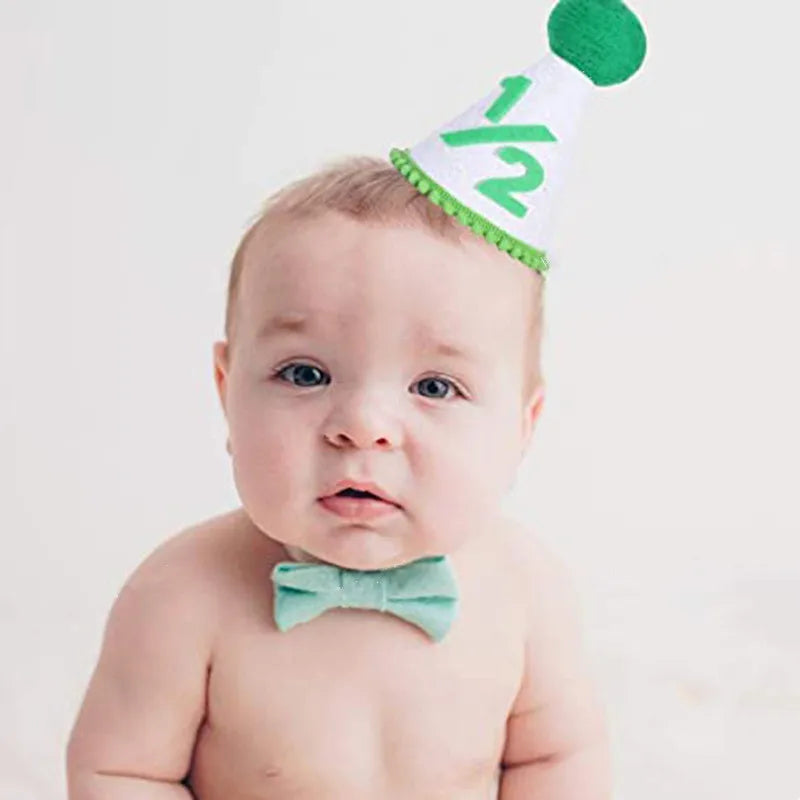 Hand-made Non Woven Fabric Baby Birthday  Hat With Sequined Velvet and Pom Pom for  6 Month to 1year Old Baby