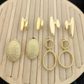 Wholesale Korean Geometric Drop Earrings PVD 18K Gold Plated Vintage Heart Stud Earrings Jewelry Women
