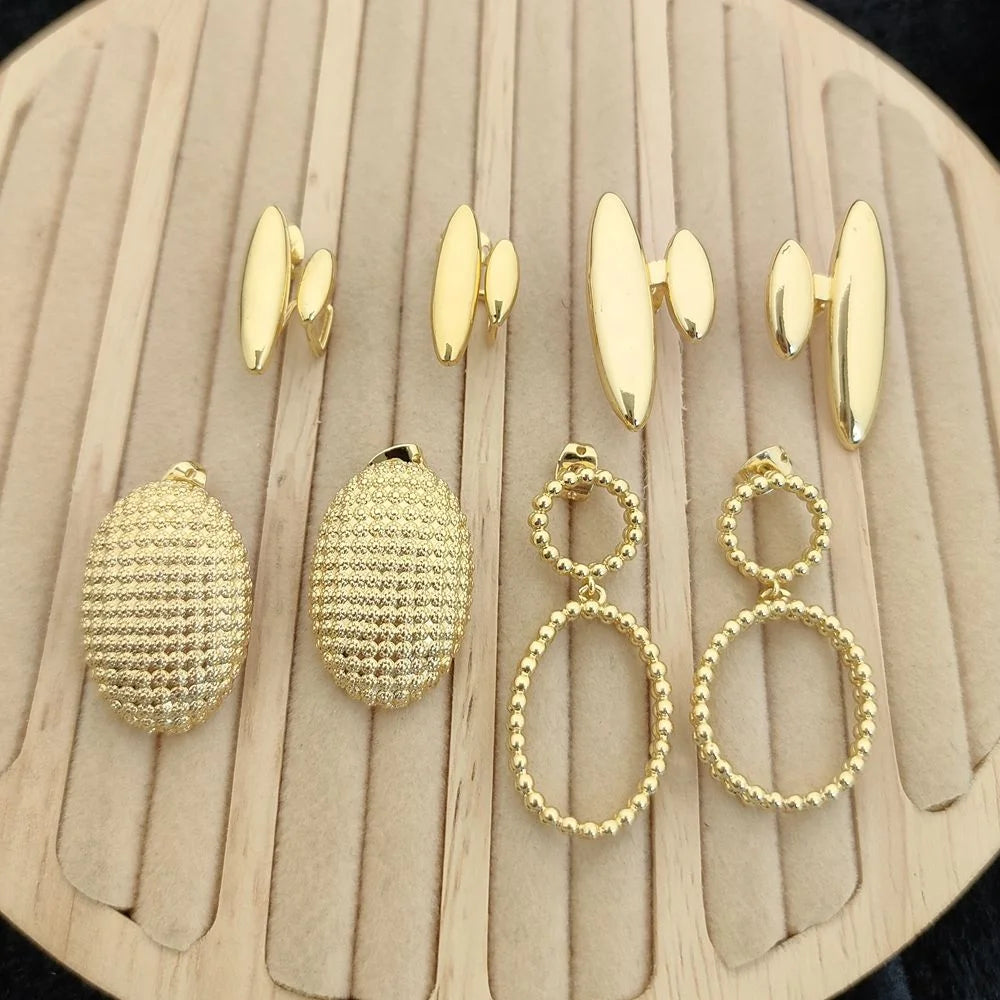 Wholesale Korean Geometric Drop Earrings PVD 18K Gold Plated Vintage Heart Stud Earrings Jewelry Women