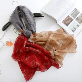 New Color Matching Printed Scarves Muslim Women's Long Scarves Thin and Long Sunscreen Shawls