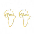 2022 Custom Name Stainless Steel Jewelry Love Word African Map Stud Earrings