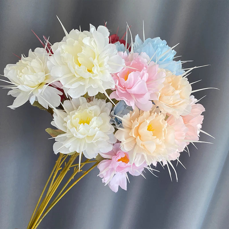 Cheap Wholesale Artificial Flowers 3 Forks Peony with Spines Artifical Flowers