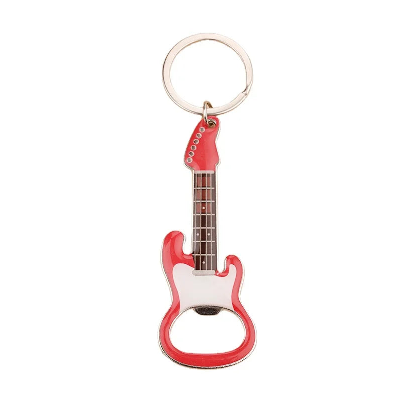 Wholesale Custom Logo Metal 3D Bottle Opener Keychain Manufacturer Guitar Shape Key Chain Beer Opener