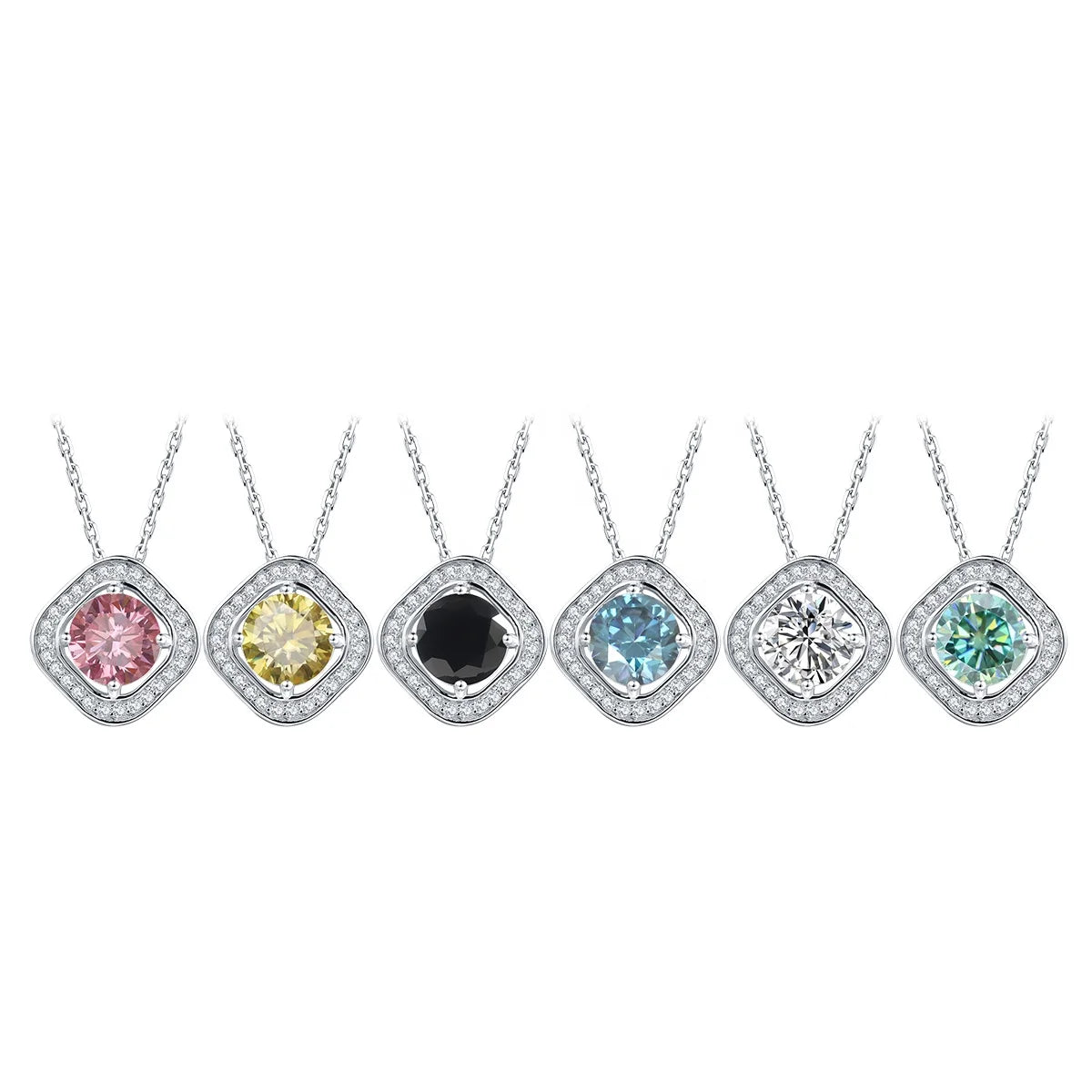 Abiding Jewelry OEM/ODM Factory Custom Jewellery 925 Sterling Silver 1.0CT 6.5mm Stone Setting Moissanite Necklace