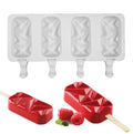 HY New Geometric Cakesicle 4-Cavity Ice Pop Mold Silicone Large Popsicle Cake Pop Mold