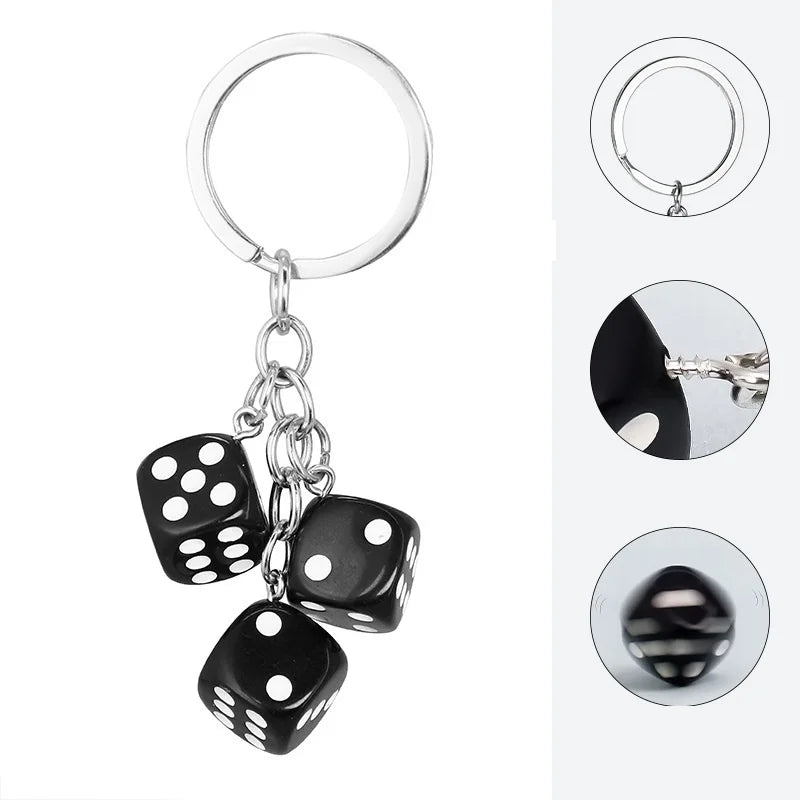 Plastic Keychain Fashion DIY 3D Dice Shape Acrylic Car Keychain New Special Keychains Multi Color Option Dice Keyring Resin Dice