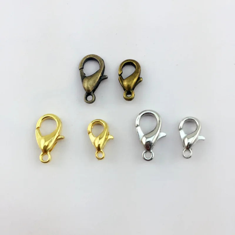 1000/bag Secure Broochure Zinc Alloy Bracelet Necklace Jewelry Findings & Components Metal Hook Silver Lock Claw Lobster Clasp