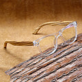 2025 Wholesale Retro Square Glasses Men Fashion Anti-Blue Light Bamboo Wood Optical Glasses