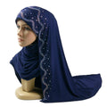 2021 Wholesale Custom Islamic Muslim Scarf Hijab Malaysian Women Cotton Hijab With Rhinestone