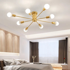 Golden Ball Chandelier Bulb Lamp Brass Color Modern Brass Decoration Hanging Living Room Bedroom Dining Room Indoor Chandelier