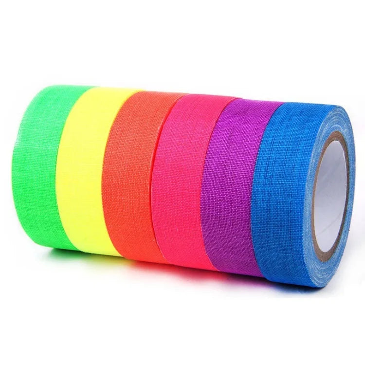 Neon Gaffer Cloth Tape Adhesive Black Light Tape Sets Fluorescent UV Blacklight Glow in the Dark Tape for UV Party
