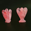 Huiying Modern Ornament Natural Handmade Rose Quartz Angel Carved Statue for Crystal Gift Craft 2 Inch