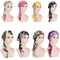 New European and American Printed Curved Floral Cloth Hat Muslim Headband Milk Silk Pullover