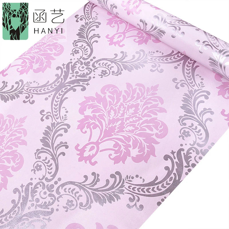 Free Samples Promotional New 3D Wallpaper Self-adhesive Damask Pink Design Roll