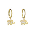 925  Silver Elephant Zircon Hoop Dangle Hoop Earring for Women Fashion Jewelry