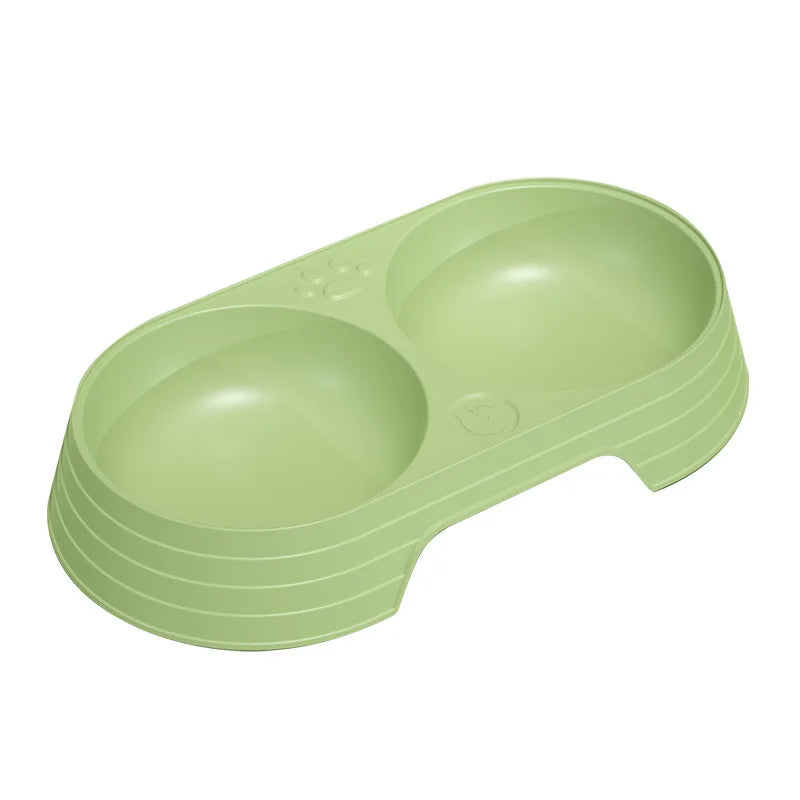 Anti-Knocking 2 in 1 Oval Solid Plastic Cat & Dog Food and Water Bowl