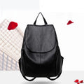 Korean Anti-Theft Waterproof Genuine Black Leather Backpack Women Girls Laptop 20-36L Leisure High School Use Zipper Arcuate