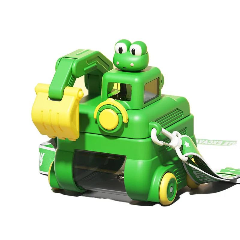 500ml New Product Ideas 2025 Cartoon Water Bottle Excavator Shaped Water Bottle Car Cup Vehicles Toys for Girls and Boys
