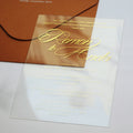 Gold Foiling Clear Acrylic Glass Wedding Invitation Card With Matched Mailing Envelope